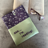 “Shh... I'm reading” Daisy Book Sleeve, Fabric Book Sleeve, Book Pouch or Book Cosy, Reading Gift