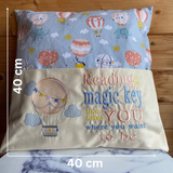 Hot Air Balloon Embroidered Story Cushion