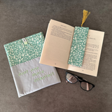 “Just one more chapter” Green Nature Book Sleeve, Fabric Book Sleeve, Book Pouch or Book Cosy, Reading Gift