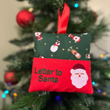 Letter to Santa hanging cushion, Christmas character print