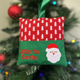 Letter to Santa hanging cushion, Christmas tree print