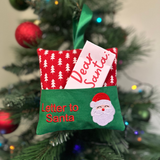 Letter to Santa hanging cushion, Christmas tree print