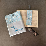 Book Sleeve in dog print, Fabric Book Sleeve, Book Pouch or Book Cosy, Reading Gift