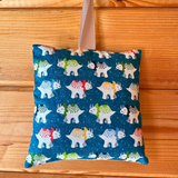 Tooth fairy cushion, teal dinosaur print
