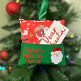 Personalised letter to Santa hanging cushion, Santa print