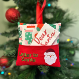 Letter to Santa hanging cushion, stocking print