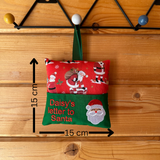 Personalised letter to Santa hanging cushion, Santa print