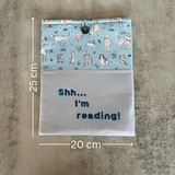 Book Sleeve in dog print, Fabric Book Sleeve, Book Pouch or Book Cosy, Reading Gift