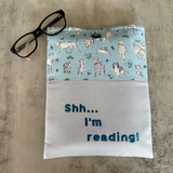 Book Sleeve in dog print, Fabric Book Sleeve, Book Pouch or Book Cosy, Reading Gift