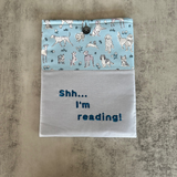 Book Sleeve in dog print, Fabric Book Sleeve, Book Pouch or Book Cosy, Reading Gift