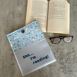 Book Sleeve in dog print, Fabric Book Sleeve, Book Pouch or Book Cosy, Reading Gift