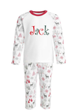 Children's Personalised Grey And Red Reindeer Christmas Pyjamas