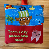 Tooth fairy cushion, pirate print