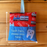 Tooth fairy cushion, train print