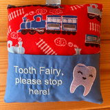 Tooth fairy cushion, train print