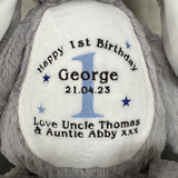 Personalised First Birthday Bunny Gift, Birthday Bunny, Embroidered Birthday Keepsake, Embroidered Bunny