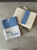 Blue Butterfly Book Sleeve, Fabric Book Cover, Book Pouch or Book Cosy, Reading Gift