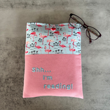 “Shh... I'm reading” Flamingo Book Sleeve, Fabric Book Sleeve, Book Pouch or Book Cosy, Reading Gift