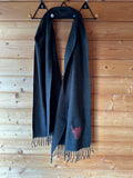 Embroidered charcoal grey highland cow scarf