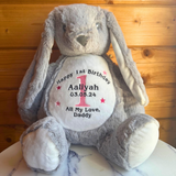 Personalised First Birthday Bunny Gift, Birthday Bunny, Embroidered Birthday Keepsake, Embroidered Bunny