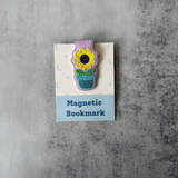 Embroidered Sunflower Magnetic Bookmark