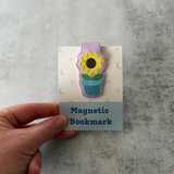 Embroidered Sunflower Magnetic Bookmark