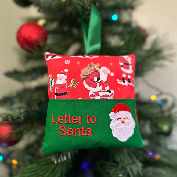 Letter to Santa hanging cushion, Santa print