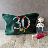 Personalised 30th Velvet Makeup Bag