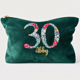 Personalised 30th Velvet Makeup Bag