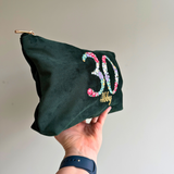Personalised 30th Velvet Makeup Bag