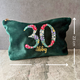 Personalised 30th Velvet Makeup Bag