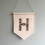 Personalised Dinosaur Initial Banner, Embroidered Letter Wall Hanging, Children’s Room Decor