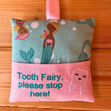 Tooth fairy cushion, mermaid print