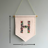 Personalised Dinosaur Initial Banner, Embroidered Letter Wall Hanging, Children’s Room Decor