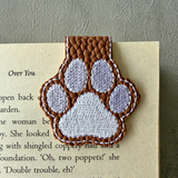 Embroidered Paw Print Magnetic Bookmark, Faux Leather Book Accessory