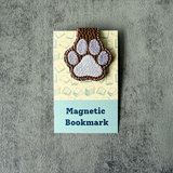 Embroidered Paw Print Magnetic Bookmark, Faux Leather Book Accessory