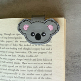 Embroidered Koala Magnetic Bookmark, Faux Leather Book Accessory