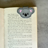 Embroidered Koala Magnetic Bookmark, Faux Leather Book Accessory