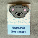 Embroidered Koala Magnetic Bookmark, Faux Leather Book Accessory