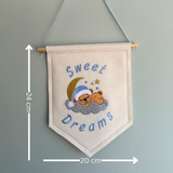"Sweet Dreams" Sleepy Bear Nursery Felt Banner