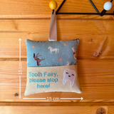 Tooth fairy cushion, horse print teal