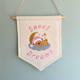 "Sweet Dreams" Sleepy Bear Nursery Felt Banner