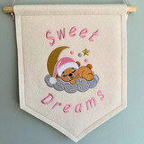 "Sweet Dreams" Sleepy Bear Nursery Felt Banner
