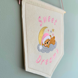 "Sweet Dreams" Sleepy Bear Nursery Felt Banner