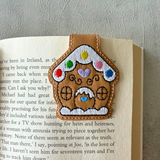 Embroidered Gingerbread House Magnetic Bookmark, Book Lover Gift
