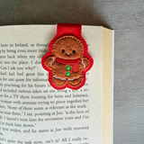 Embroidered Gingerbread Man Magnetic Bookmark, Book Lover Gift