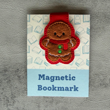 Embroidered Gingerbread Man Magnetic Bookmark, Book Lover Gift