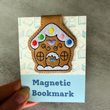 Embroidered Gingerbread House Magnetic Bookmark, Book Lover Gift