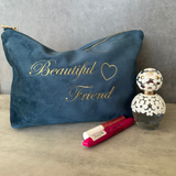 Velvet make up bag, personalised cosmetic organiser