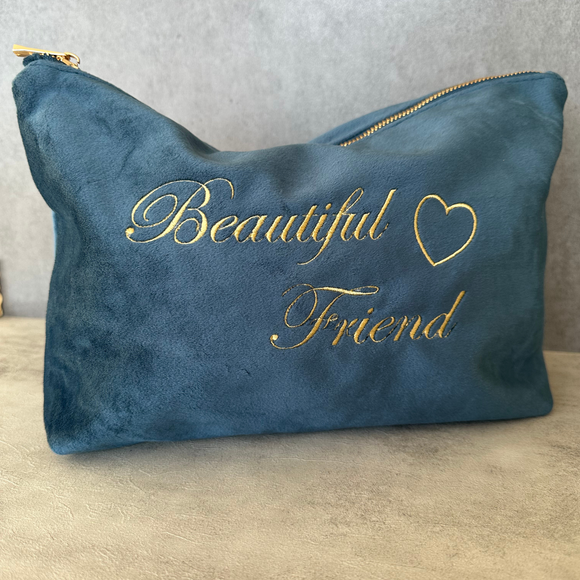 Velvet make up bag, personalised cosmetic organiser